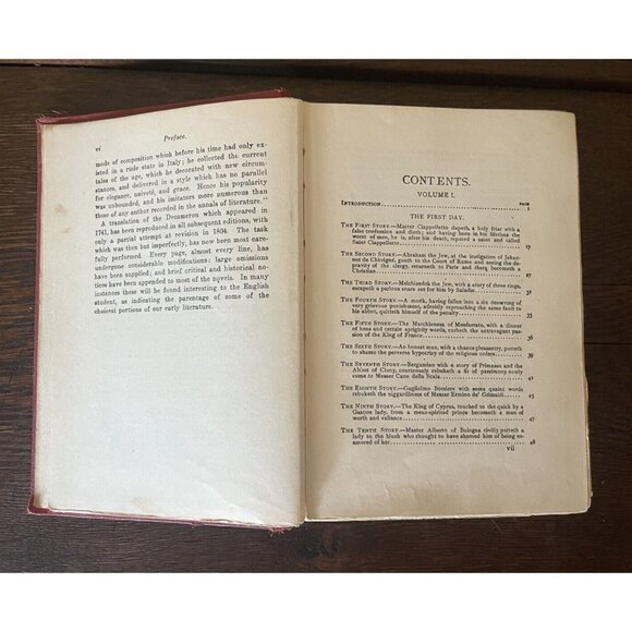 Stories of Boccaccio Antique Book (The Decameron) 1900 Trans Deckled Edges Illus - Picture 4 of 7